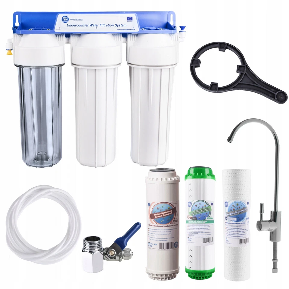 Aquafilter 3 stage under-counter water system filter FP3-K1 water softening - Image 1 of 4