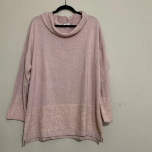 Purejill Cozy Pink Cowl Neck Sweater women 3X wool pull on soft boxy knit Y2K - Afbeelding 1 van 7