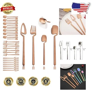 Luxury Matte Rose Gold Cutlery Set - 32-Piece Service for Everyday Elegance - Picture 1 of 8