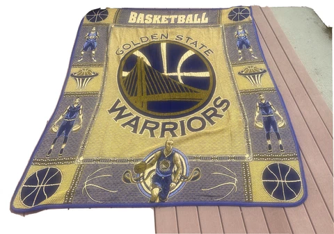 Golden State Warriors Layup Fleece Throw Blanket Rare 91”x78” Cover