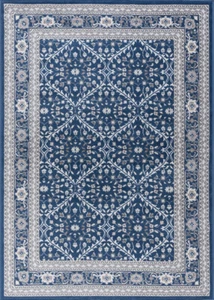 Blue Crosshatch Lines Repeat Mirrored Bordered Runner MDN3707 - Aprx 2' 3" x 10' - Picture 1 of 2
