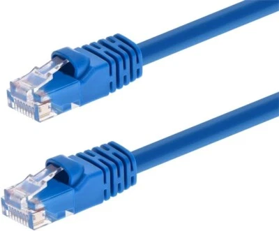 20 pcs Monoprice Cat5E 6In Blue Patch Cables 24AWG 350Mhz Pure Bare Copper RJ45 - Image 1 of 4