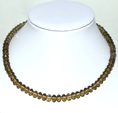 Ketten, Kristallglas Perlen Hals-Kette o. Armband 18cm bis 100 cm hell-Braun Neu - Bild 1 von 2