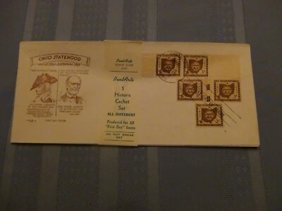 US # 1018 Ohio State 3C Set Of 5 Pent Arts Cachet Unaddressed FDC W/Label  #10  - Image 1 of 4