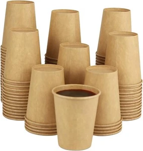 Paper Cups 100 Pack 8 Oz Kraft Paper Cups Paper Coffee Cups 8 Oz Hot Cups - Picture 1 of 2