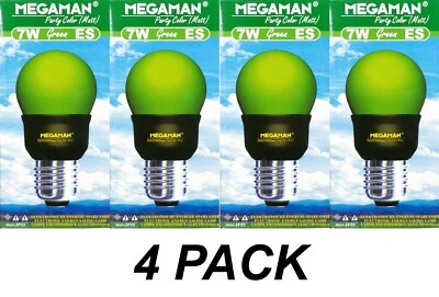 4 x GREEN Coloured Party Festoon Light Globes 7W E27 Screw Bulbs Lamps CFL - Image 1 of 3