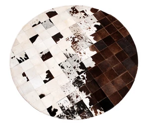 Cowhide Round Patchwork Carpet Handmade Cowhide Carpet Home Décor Cow Skin 16 - Picture 1 of 6