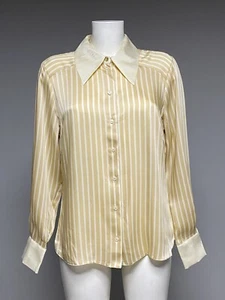 Ex River Island Damen gestreift Satin Kontrast Kragen Shirt UVP £35 Größen 6-18 - Bild 1 von 7