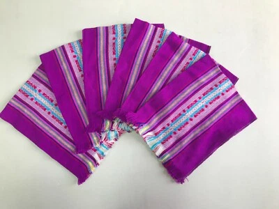 6 PIECE SET MEXICAN XLARGE NAPKINS , TABLE PLACE MAT , 25" X 18"  ,  PURPLE 2 - Image 1 of 2