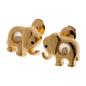 Chopard Happy Diamond Elephant Stud Earrings 18k Yellow Gold Used - Picture 1 of 4