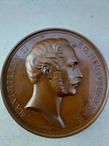 Bronzemedaillie Maximilian II. König v. Bayern 1854 von C. Voigt - Bild 1 von 2