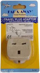 Far & Away Double Earthed Continental EU European Travel Adaptor Plug - Picture 1 of 2