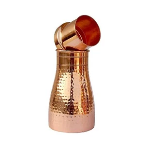 Pure Copper Bedroom Bottle Vessel for Drinking Water Health %100 Yoga Benefit FS - Picture 1 of 4