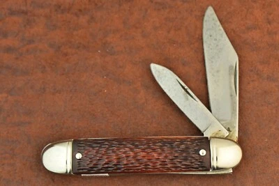 VINTAGE MADE IN USA BROWN DELRIN PREMIUM CIGAR JACK KNIFE COLONIAL (23680) - Image 1 of 4