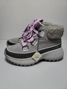 COLE HAAN Gray Faux Shearling Zerogrand Flurry Wedge Boots Women's 6.5B NWOB - Picture 1 of 17