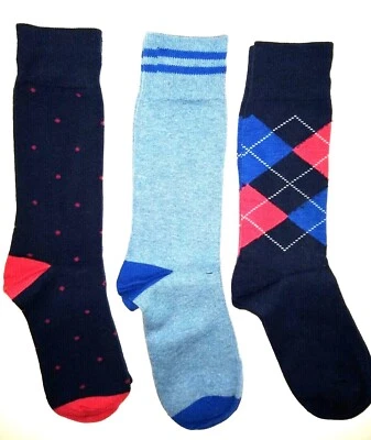 Calcetines Divertidos Moda Crew 3 Pares Zapatos Para Hombre Talla 6-12 Argyle/Sólido/Punto George Nuevos @_ Foto 1 de 4