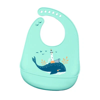 Baby Feeding Bib Apron Smock Silicon Waterproof Easy Clean 0-6 Toddler Kid Pouch - image 1 of 4