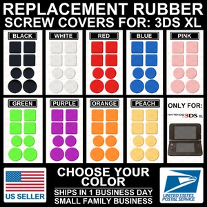 Color Screw Hole Rubber Dust Cover Plug for Nintendo 3DS XL/LL - Black/White/Red - Picture 1 of 22