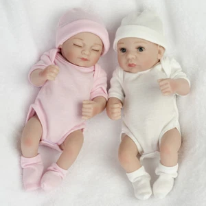 10" Lifelike Tiny Twins Reborn Newborn Baby Dolls Full Body Vinyl Silicone Gifts - Picture 1 of 5