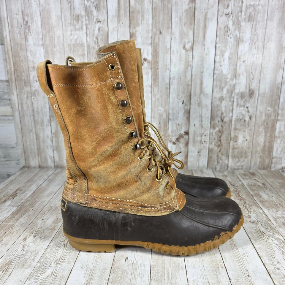 LL Bean Maine Hunting Boots Duck Boots Leather Tall Lace Up Mens Size 6 - Image 1 of 4
