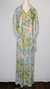 Maxi Vestido y Mantón Floral Tropical Tono Azul Bebé LESLIE FAY Años 70 De Colección Para Mujer - Imagen 1 de 21