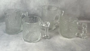 McDonalds (RocDonald's) "Flintstones" Frosted Glass Mugs Complete Set of 4 1993 - Picture 1 of 12
