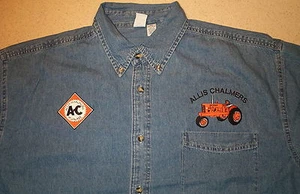 Allis Chalmers WD-45 & Diamond Logo Mens Denim Shirt w/Pocket - Picture 1 of 1