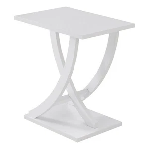 Newport Criss-Cross Chairside End Table in White Wood Finish - Picture 1 of 15