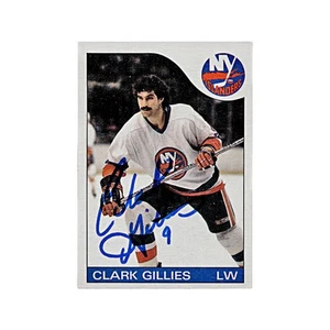 Topps Clark Gillies 1985 autógrafo firma New York Islanders - Imagen 1 de 1