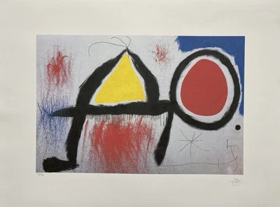 JOAN MIRÓ - Personage on front of the Sun - signed, numbered 53/150, 76x56 cm - image 1 of 4