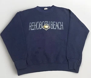 Felpa girocollo grande vintage anni 90 Rehoboth Beach Delaware blu navy - Foto 1 di 6