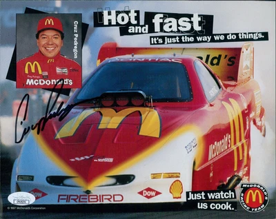 Cruz Pedregon NHRA 司机签名 8x10 卡片宣传照片 JSA 认证 — 第 1/2 张图片