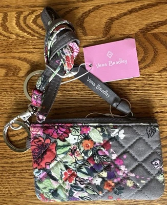 Vera Bradley молнии ID со шнурком надежда цветы серый рак молочной железы новый - Изображение 1 из 4