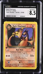 CGC 8.5 Dark Charizard 2000 Team Rocket 1st Edition 21/82 Pokemon Card psa - Picture 1 of 2