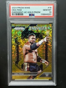 🔥 2024 PRIZM WWE OBA FEMI #16 EMERGENT UC GOLD PRIZM /10 GEM MINT PSA 10 🔥 - Picture 1 of 6
