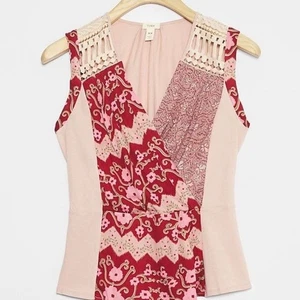 NUEVO CON ETIQUETAS Blusa Anthropologie PEQUEÑA Rosa Sin Mangas Boho Nisha Sobreplice Top Pequeña - Imagen 1 de 4