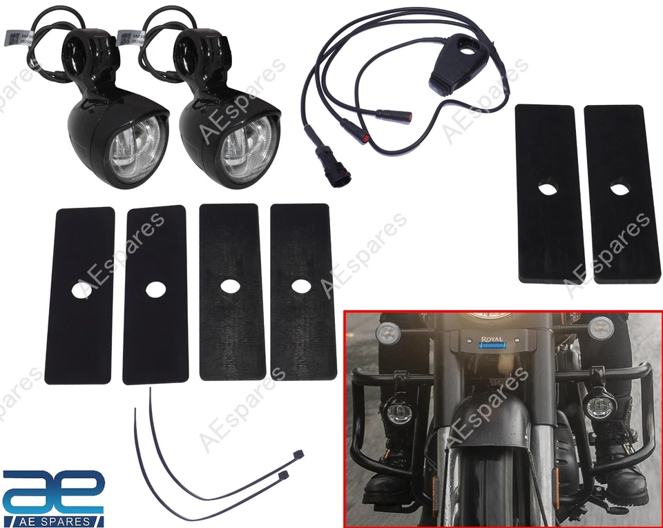 Nero LED Fendinebbia Set per Royal Enfield Super Meteora Fucile 650 KXA00075 @