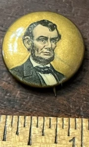 ABRAHAM LINCOLN, Pinback Button 7/8 Zoll Durchmesser Whitehead & Hoag, Trägerpapier - Bild 1 von 4