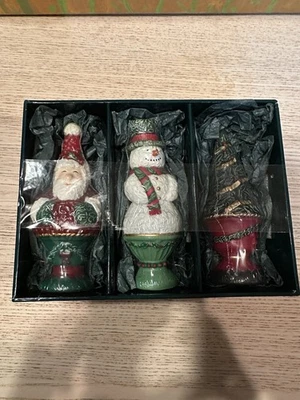 White Barn Candle Co Topiary Candle Trio NIB Santa Snowman Christmas Decor Set - Image 1 of 3
