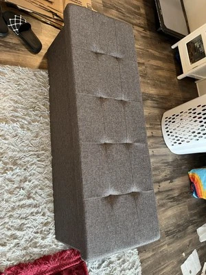 43 Inch Folding Storage Ottoman Bench Storage Chest Footrest Max 660lb Dark Gray - Image 1 of 4