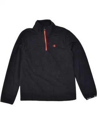 CHAMPION Boys Zip Neck Fleece Jumper 7-8 Years Small  Navy Blue Polyester T001 - Image 1 of 3