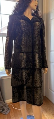 J. Mendel Paris Persian Lamb Fur Coat w/ Sheared Mink Inserts Black Karakul S-M - Image 1 of 4