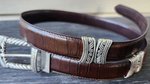 Brighton Brown Leather Women's Belt 29-33" Silver Buckle - Picture 1 of 5