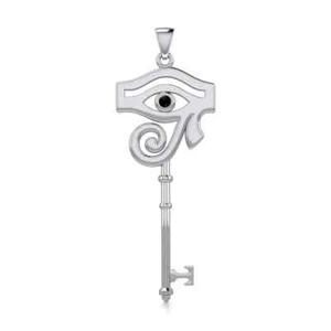 Ojo de Horus Llave 925 Colgante Plata Ley Egipcio Joyería Elección Piedra - Imagen 1 de 6