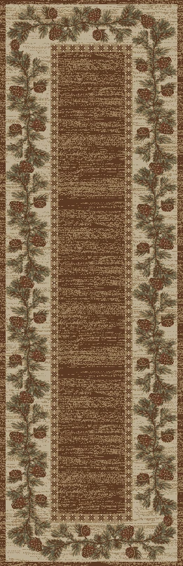 Mountain View Area Rug Runner Lodge Cabin Pine Cone Brown Beige Matching Set - Image 1 of 1