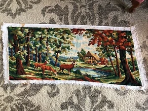 Large vintage Margot De Paris finished tapestry forest deer stag chalet mountain - Picture 1 of 6
