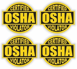 4er-Pack - OSHA VIOLATOR lustige Vinyl-Schutzhelm-Aufkleber Abziehbilder gelb - Bild 1 von 1
