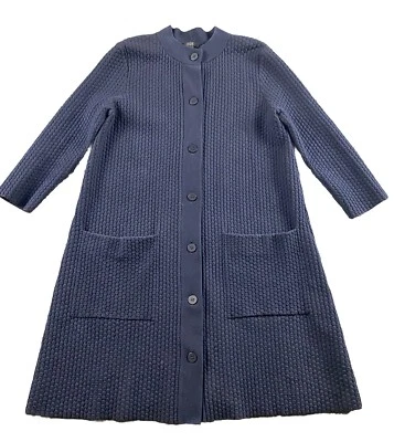 Chaqueta Suéter COS Texturizada con Botones Azul Marino Lunares Conservador Carrera XS Foto 1 de 4