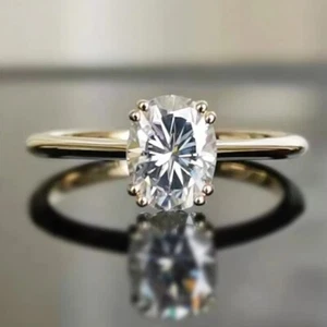 3TCW ovaler im Labor gezüchteter Diamant IGI-zertifizierter Ring für Verlobung 14k Gelbgold - Bild 1 von 6