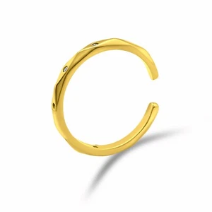 925 Sterling Silver Open Ring CZ 18K Gold Adjustable S925 Jewelry Gift Boxed - Picture 1 of 3
